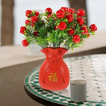 Amazon.co.jp: ABOOFAN 風水 黄金 宝物 盆地 中国 花瓶 赤い7